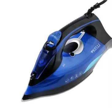 Утюг KELLI KL-1644, 2600 Вт, керамическая подошва, 420 мл, паровой удар, сине-чёрный