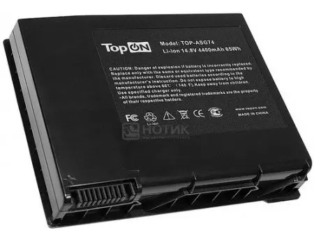 Аккумулятор TopON TOP-ASG74 для ASUS G74. G74J, G74JH, G74S, G74SW, G74SX Series 14.8V 4400mAh PN: A42-G74 LC42SD128 Черный