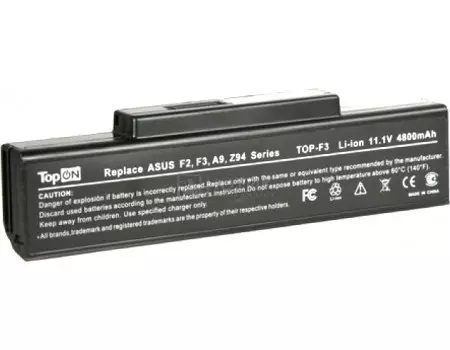 Аккумулятор TopON TOP-F3/TOP-A9 11.1V 4400mAh для Asus, MSI, RoverBook, Depo PN: A32-F3 A32-Z94 A32-F2 A32-K72 A32-N71 90-NFY6B1000Z