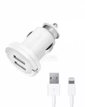 Автомобильное зарядное устройство Deppa Ultra 11256, MFI для Apple с разъемом Lightning (8-pin), 2xUSB, 3.4А, Белый