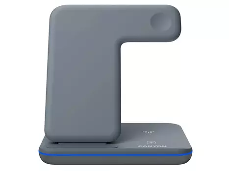 Беспроводное зарядное устройство 3 в 1 Canyon WS-303, с поддержкой Qi. до 15Вт, Темно-серый, CNS-WCS303DG