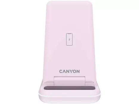 Беспроводное зарядное устройство 3 в 1 Canyon WS-304, с поддержкой Qi, до 15Вт, Розовый, CNS-WCS304IP
