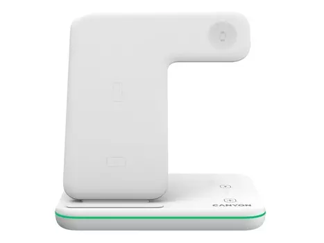 Беспроводное зарядное устройство 3 в 1 Canyon WS-303, с поддержкой Qi. до 15Вт, Белый, CNS-WCS303W