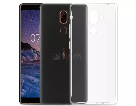 Чехол-накладка skinBOX для Nokia 7 Plus, Силикон, Clear, Прозрачный, 4660041404326