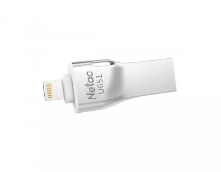 Флешка Netac U651, 64Gb, USB 3.0/Lightning port, Серебристый NT03U651L-064G-30SL