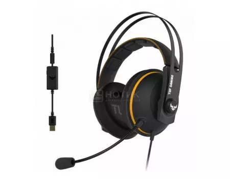 Гарнитура проводная ASUS TUF Gaming H7, Mini jack, Черный/Желтый 90YH01MY-B8UA00
