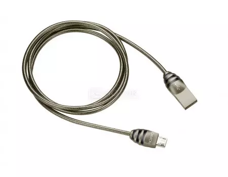 Кабель Canyon UM-5, USB 2.0 - microUSB, 5B/2A, 1м, металлическая оплетка, Серый, CNS-USBM5DG