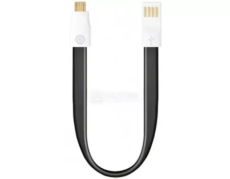 Кабель Deppa 72160, USB - microUSB, плоский, магнит, 0.23м, Черный
