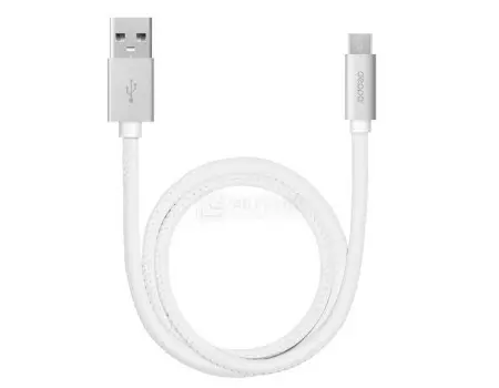 Кабель Deppa Leather 72269, USB/micro USB, алюминий/ экокожа, 1,2м, Белый