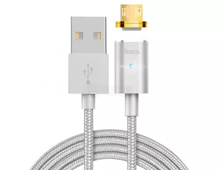 Кабель HOCO Magnetic, USB - micro USB U16 Series Silver, 1,2м, Серебристый