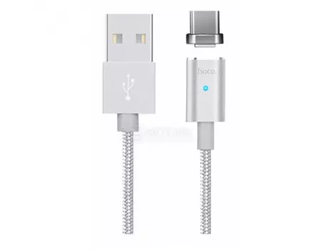 Кабель HOCO Magnetic, USB - USB Type-C U16 Series Silver, 1,2м, Серебристый