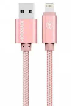 Кабель JOYROOM, USB - Lightning 8-pin, 1.2м, Fabric Series, Розовый JR-RS803