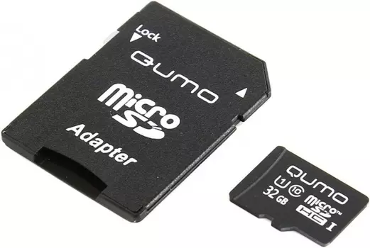 Карта памяти Qumo microSDHC 32GB Class 10 UHS-I, Черный QM32GMICSDHC10U1