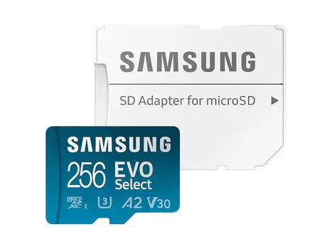 Карта памяти Samsung microSDXC 256GB EVO Select microSDXC Class 10 UHS-I, U3 + SD адаптер MB-ME256KA/AM