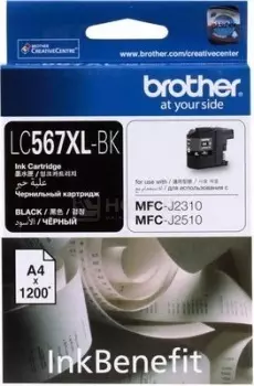 Картридж Brother LC-567XLBK для MFCJ2310 2510 3520 3720 Черный 1200стр LC567XLBK