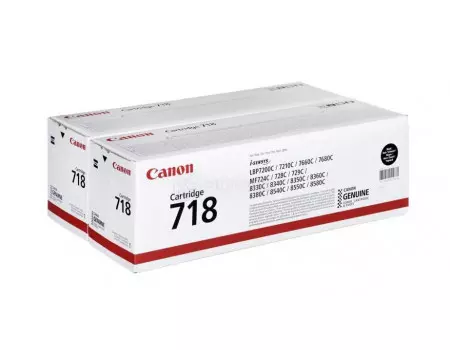Картридж лазерный Canon 718 BK черный (2шт/уп.) для Canon 2662B005