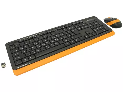Комплект беспроводной клавиатура + мышь A4Tech Fstyler FG1010, Wireless/USB, Черный/Оранжевый FG1010 ORANGE