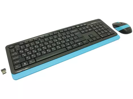 Комплект беспроводной клавиатура + мышь A4Tech Fstyler FG1010, Wireless/USB, Черный/Синий FG1010 BLUE