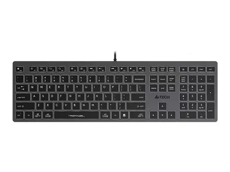 Клавиатура проводная A4Tech Fstyler FX60H, USB, Белая-подсветка, 2xUSB 2.0, Серый/Черный FX60H GREY/WHITE