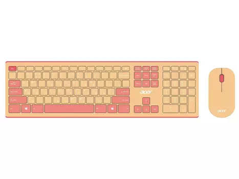 Комплект беспроводной клавиатура + мышь Acer OCC205, Wireless/USB, Бежевый/Розовый ZL.ACCEE.00F