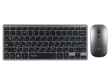 Комплект беспроводной клавиатура + мышь Qumo Paragon K15/M21, Wireless, Серый/Черный 23892