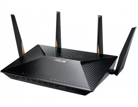 Маршрутизатор ASUS BRT-AC828,100/1000, 8xLAN, 1xWAN, 2xUSB 3.0, 4G ready, WiFi 802.11ac до 1734 Мбит/с (2,4 и 5 ГГц), Черный BRT-AC828