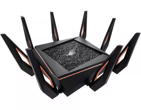 Маршрутизатор ASUS ROG Rapture GT-AX11000, 4xLAN, 1xWAN, 2xUSB 3.0, 4G ready, WiFi 802.11ax до 4804 Мбит/с (2,4 и 5 ГГц), Черный GT-AX11000