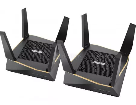 Маршрутизатор ASUS RT-AX92U(2-PK), 4xLAN, 1xWAN, 1xUSB 3.0, 1xUSB 2.0, 4G ready, WiFi 802.11ax до 4804 Мбит/с (2,4 и 5 ГГц), Черный RT-AX92U(2-PK)