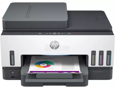 МФУ струйное цветное HP Smart Tank 790, A4, 15/9 стр/мин, USB 2.0, Wi-Fi, BT, RJ-45, Факс, Duplex, СНПЧ Черный/Белый 4WF66A
