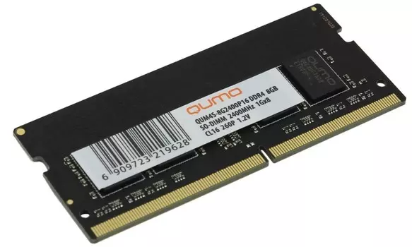 Модуль памяти Qumo SO-DIMM DDR4 8ГБ PC4-19200 2400MHz 1.2V, CL16, QUM4S-8G2400P16