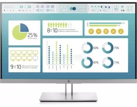 Монитор 27" HP EliteDisplay E273, FHD, IPS, VGA, HDMI, DP, 2xUSB 2.0, Серебристый/Черный 1FH50AA