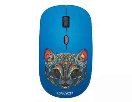 Мышь беспроводная Canyon CND-CMSW400CT, 1600dpi, Рисунок (две накладки: черный и Party Cat) CND-CMSW400CT