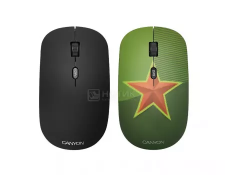Мышь беспроводная Canyon CND-CMSW400CT, 1600dpi, Рисунок (две накладки: черный и Звезда) CND-CMSW400S