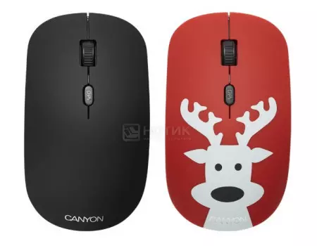 Мышь беспроводная Canyon CND-CMSW400DR, 1600dpi, Рисунок (две накладки: черный и Mister Deer) CND-CMSW400DR