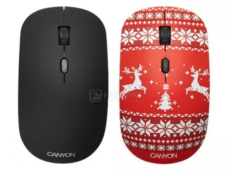 Мышь беспроводная Canyon CND-CMSW400JR, 1600dpi, Рисунок (две накладки: черный и Christmas Mood) CND-CMSW400JR