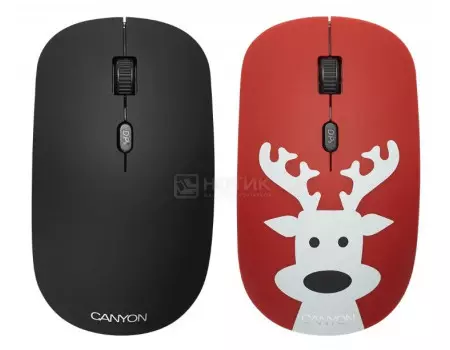 Мышь беспроводная Canyon CND-CMSW401DR, 1600dpi, Рисунок (две накладки: черный и олень) CND-CMSW401DR