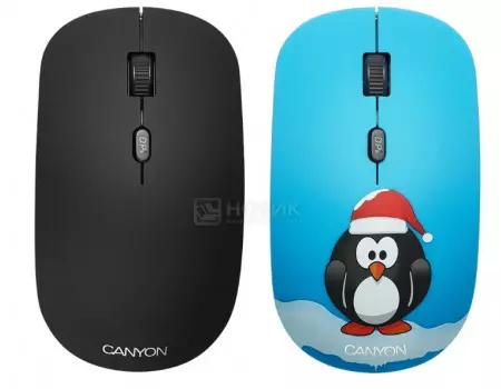 Мышь беспроводная Canyon CND-CMSW401PG, 1600dpi, Рисунок (две накладки: черный и пингвин) CND-CMSW401PG