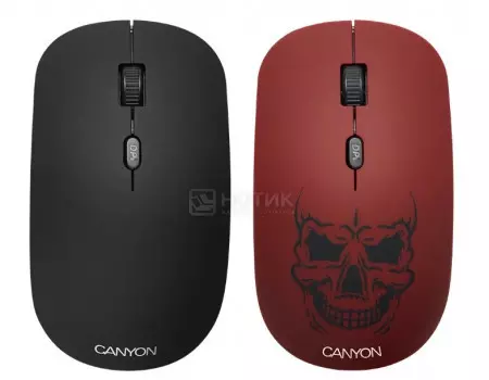 Мышь беспроводная Canyon CND-CMSW401RS, 1600dpi, Рисунок (две накладки: черный и череп) CND-CMSW401RS