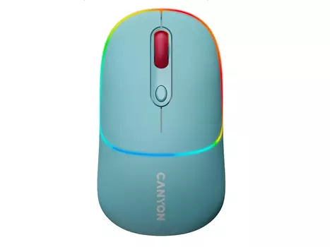 Мышь беспроводная Canyon MW-22, 1600dpi, Bluetooth/Wireless, RGB, 650mAh, Темный циан (Dark Cyan) CNS-CMSW22DC