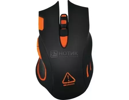 Мышь проводная Canyon Gaming Mouse, 6400dpi, USB, Черный/ Оранжевый Corax CND-SGM5N