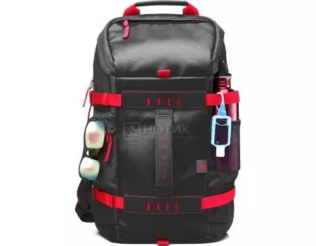 Рюкзак 15.6” HP Black Odyssey Backpack, X0R83AA, Полиэстер, Черный/Красный