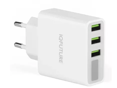 Сетевое зарядное устройство IQFuture IQ-CRG3, 15W, 3xUSB 2.4A, Белый IQ-TA35