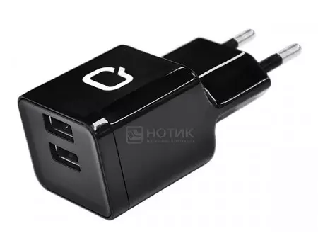 Сетевое зарядное устройство Qumo Energy, 2xUSB 1A/2.1A, Черный 23841