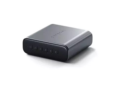 Сетевое зарядное устройство (адаптер питания) Satechi 200W USB-C 6-Port GaN Charger, 6xUSB Type-C (PD), до 200Вт, Серый ST-C200GM-EU