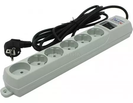 Сетевой фильтр ZIS Pilot S, 6 розеток, 5м, 2200 Вт, Белый, Pilot S5M