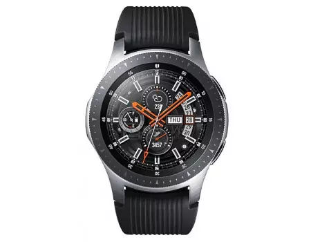 Смарт-часы Samsung Galaxy Watch 46mm SM-R800, 472 мAч, Серебристый (черный ремешок) SM-R800NZSASER