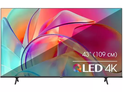 Телевизор Hisense 43” QLED, UHD, Smart TV (VIDAA), Звук (14 Вт (2x7 Вт)), 3xHDMI, 2xUSB, 1xRJ-45, Черный, 43E7KQ