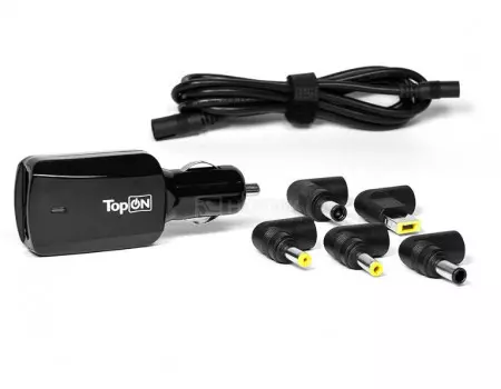 Универсальное автомобильное зарядное устройство TopON 90W для ноутбуков, с USB-портом на 2.1A U90WCC