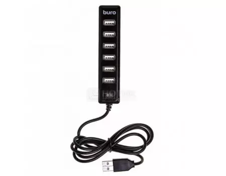 USB-хаб Buro USB 2.0 на 7xUSB 2.0, 7 портов, BU-HUB7-1.0-U2.0 Черный