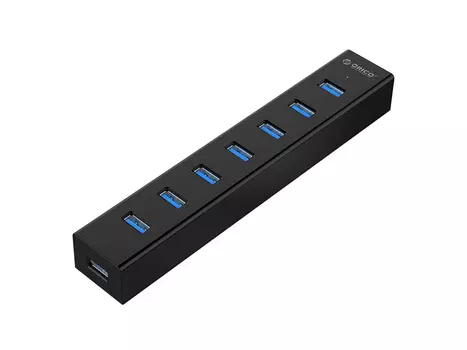 USB-хаб ORICO H7013-U3-AD-BK, USB 3.0 на 7xUSB 3.0, Черный ORICO-H7013-U3-AD-BK